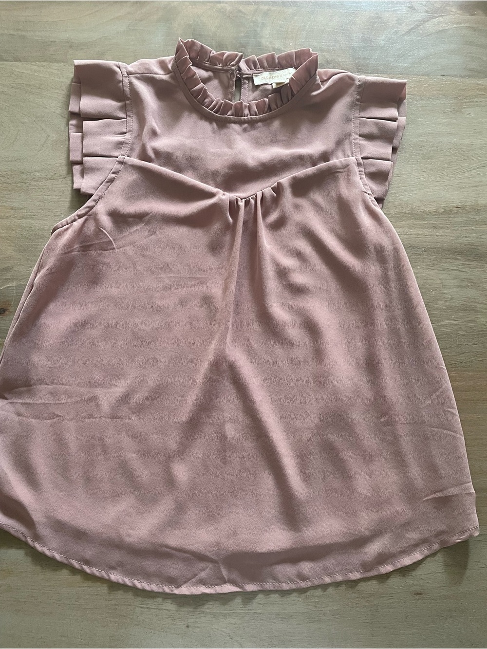 Women’s Blush Pink Ruffle Neck Blouse
